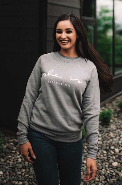 SHE IS Grey Crewneck Sweatshirt