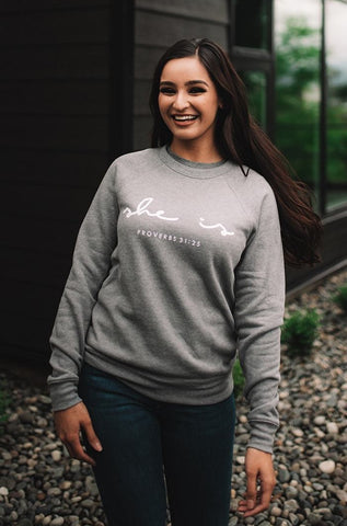 SHE IS Grey Crewneck Sweatshirt